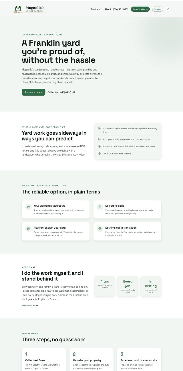 Preview of Magnolia's Landscapers's website